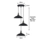 Black Vintage Industrial Triple Pendant Light