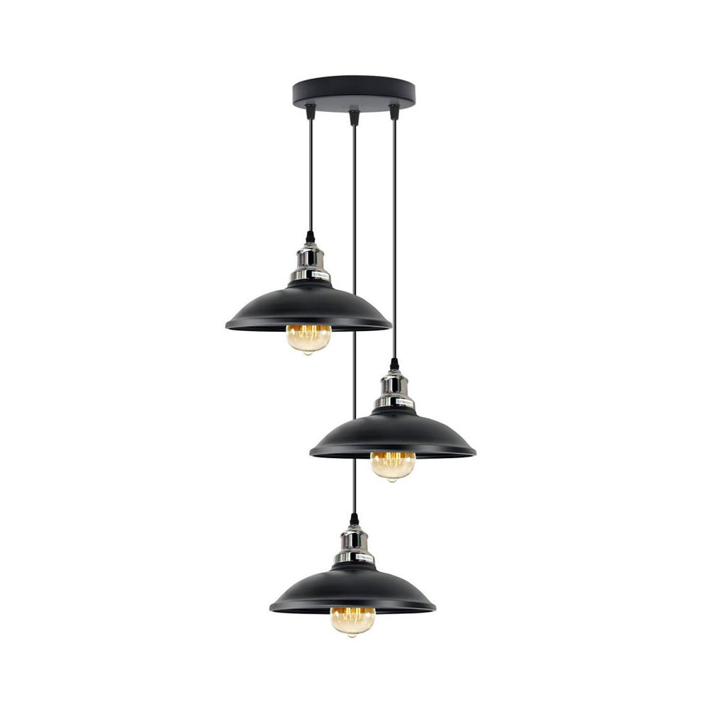 Black Vintage Industrial Triple Pendant Light