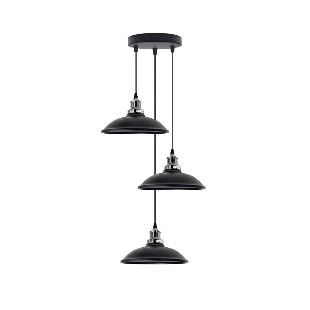 Black Vintage Industrial Triple Pendant Light