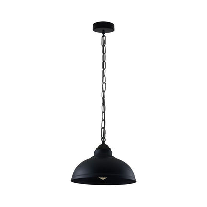 Black (Black Inner) Vintage Style Industrial Chain Pendant Light - Dome Lamp Holder