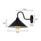 Black (White Inner) Cone Retro Swan Neck Wall Light - With Bulb