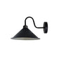 Black (White Inner) Cone Retro Swan Neck Wall Light - Without Bulb