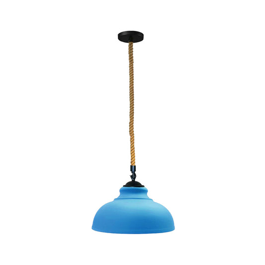 Blue Dome Vintage Rope Pendant Light