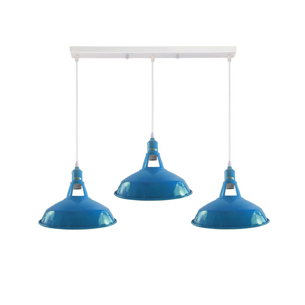 Barn Industrial Style 3 Light Pendant in 8 Colours