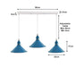 Blue Cone Industrial Style 3 Light Pendant