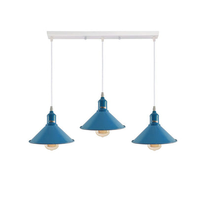 Blue Cone Industrial Style 3 Light Pendant