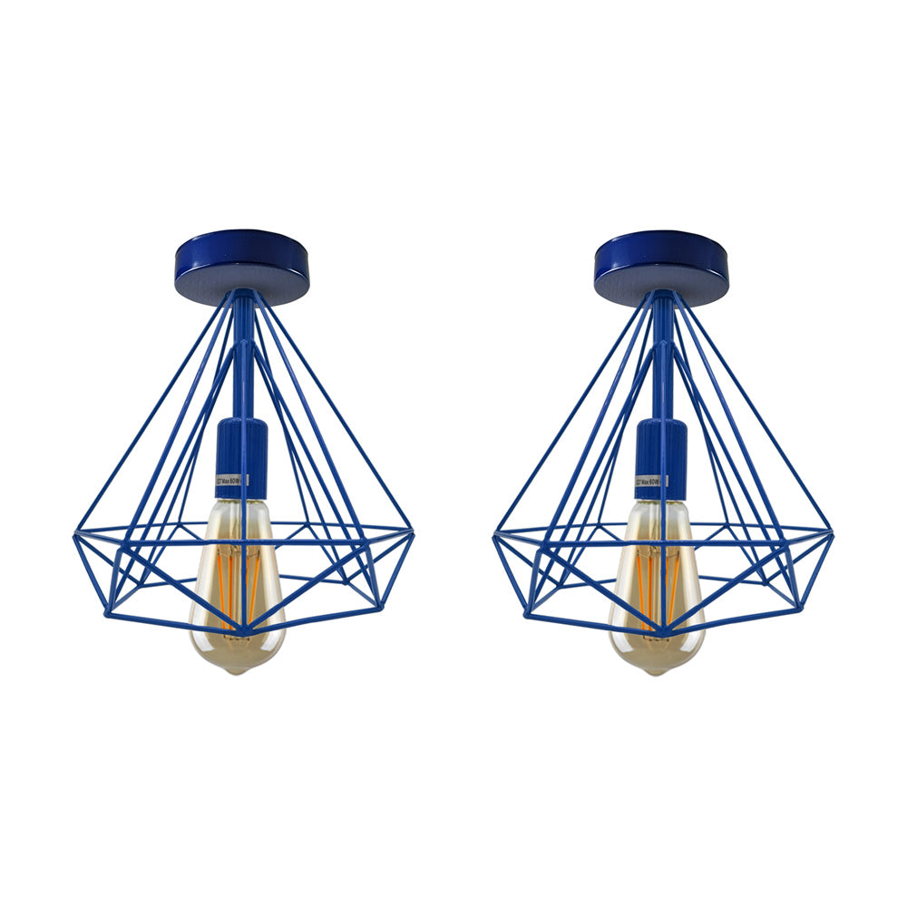 Blue Diamond Cage Ceiling Lights - 2 Pack