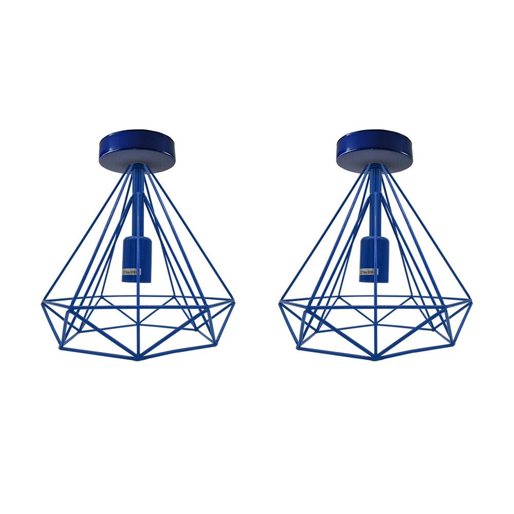 Blue Diamond Cage Ceiling Lights - 2 Pack