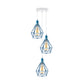 Blue Diamond Cage Triple Pendant Light