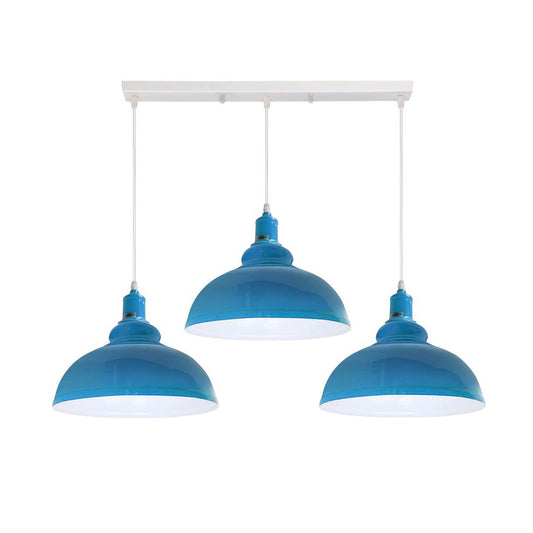 Dome Vintage Style 3 Light Pendant in 8 Colours