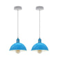 Blue Small Dome Pendant Lights - With Bulbs - 2 Pack