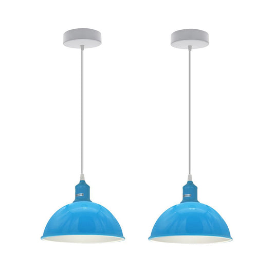 Blue Small Dome Pendant Lights - Without Bulbs - 2 Pack