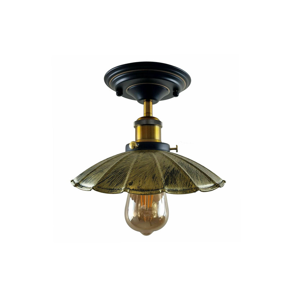 Brushed Brass Umbrella Vintage Style Ceiling Light - Flush Mounted