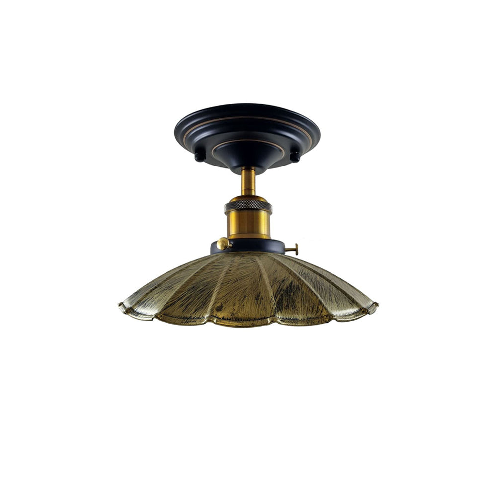 Brushed Brass Umbrella Vintage Style Ceiling Light - Flush Mounted