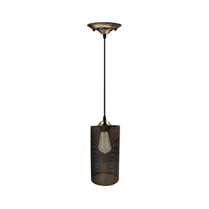 Brushed Copper Cage Cylinder Pendant Light