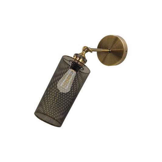 Brushed Copper Cage Cylinder Wall Light