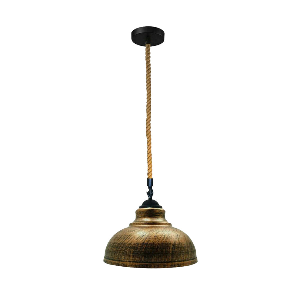 Brushed Copper Dome Vintage Rope Pendant Light – Home Industrial Lighting