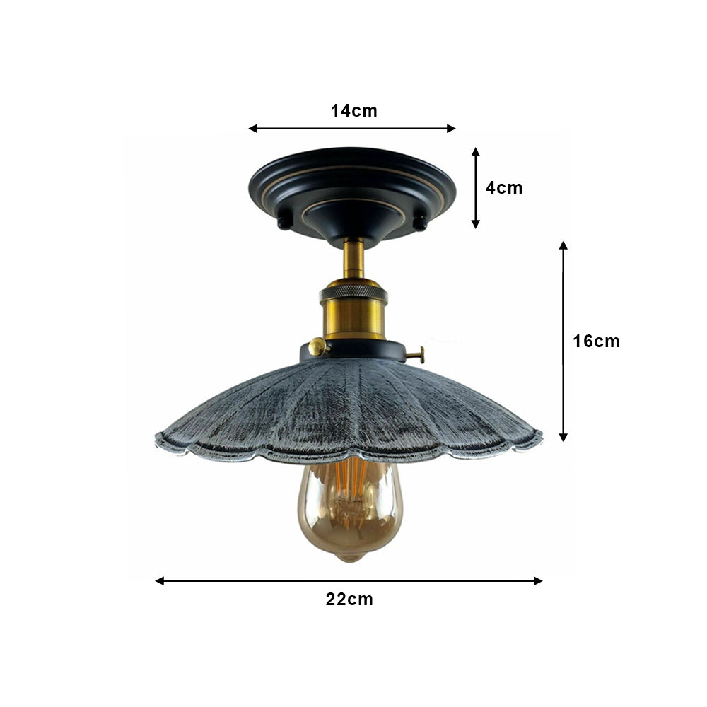 Brushed Brass Umbrella Vintage Style Ceiling Light - Flush Mounted