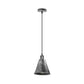 Brushed Silver Tall Cone Vintage Pendant Light - With Bulb