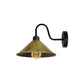 Brushed Brass Cone Retro Swan Neck Wall Light - With Bulb