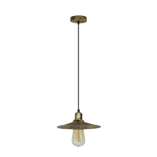 Brushed Brass Vintage Pendant Light - With Bulb