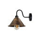 Brushed Copper Cone Vintage Swan Neck Wall Light - With Bulb