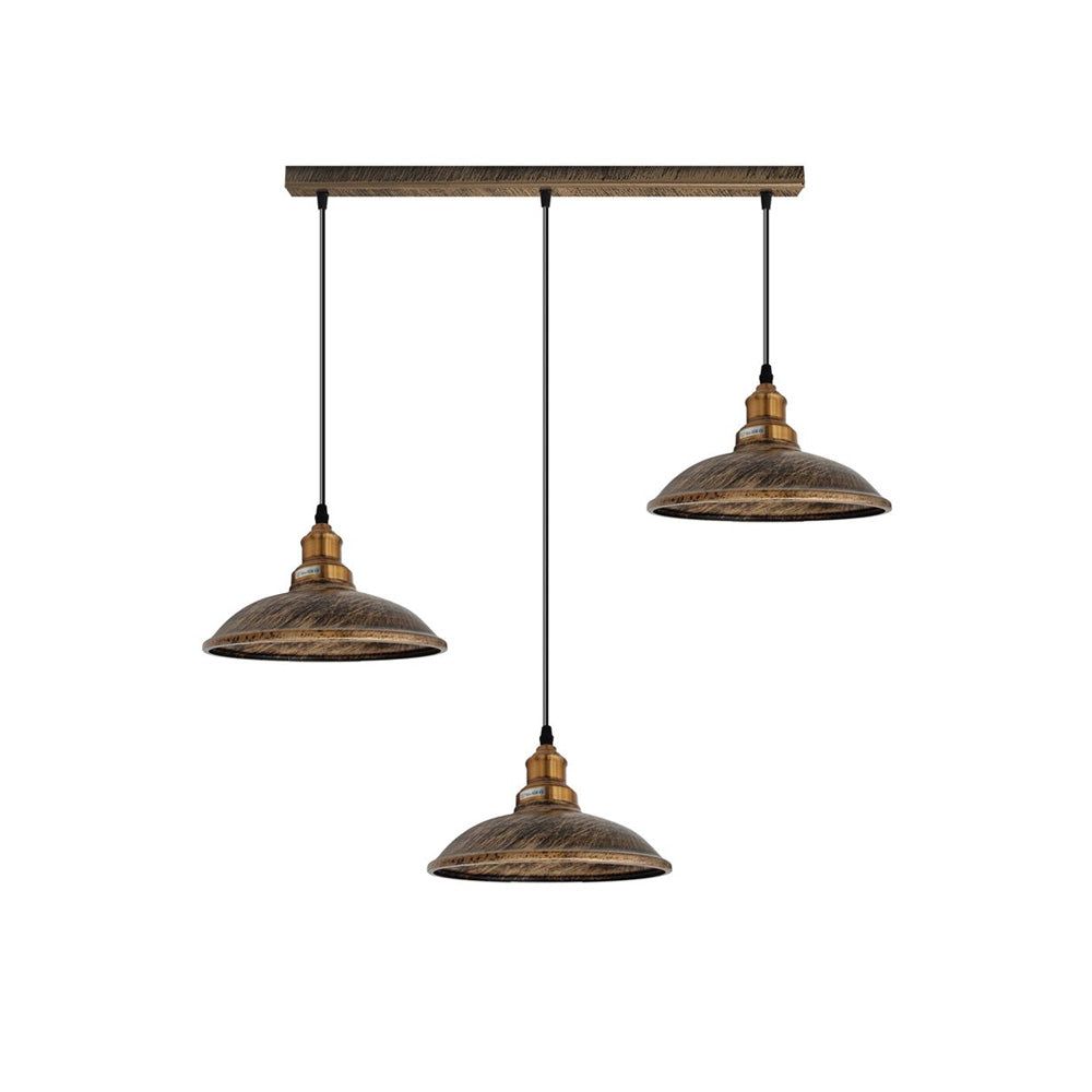 Brushed Copper Vintage Industrial 3 Light Pendant