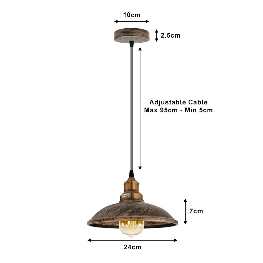 Brushed Copper Vintage Industrial Ceiling Pendant Light