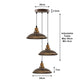 Brushed Copper Vintage Industrial Triple Pendant Light