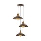 Brushed Copper Vintage Industrial Triple Pendant Light