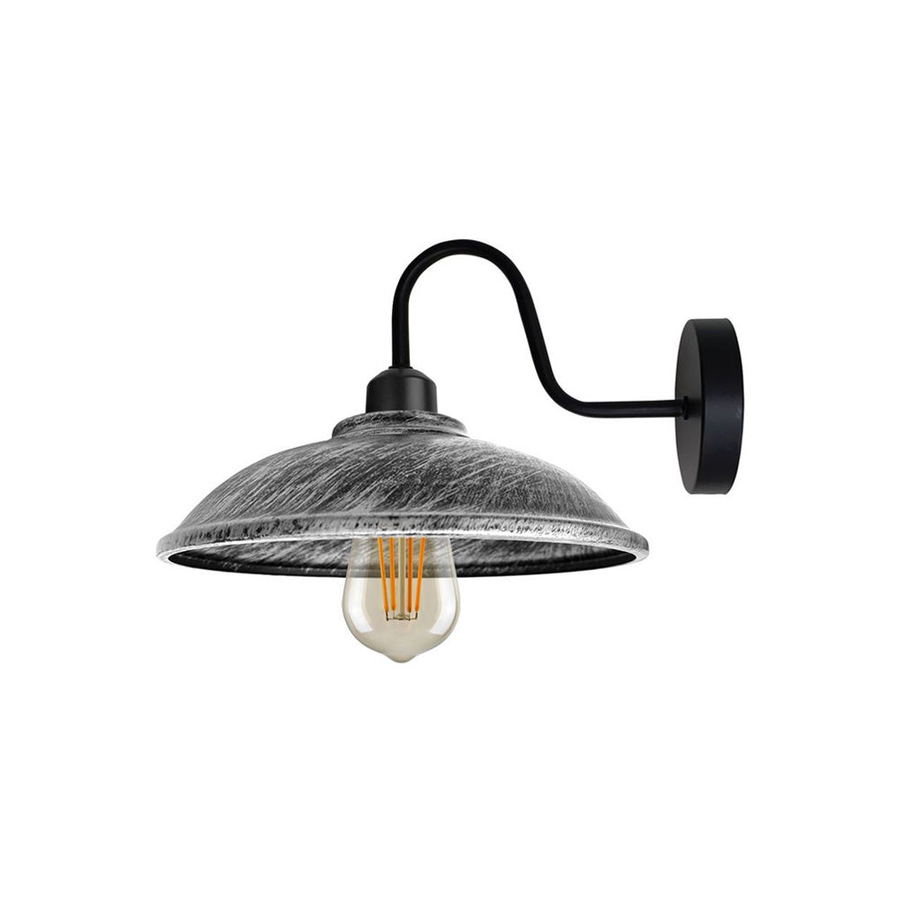 Brushed Silver Bowl Vintage Swan Neck Wall Light With Bulb Home Brushed Silver Bowl Vintage Swan Neck Wall Light With Bulb Home