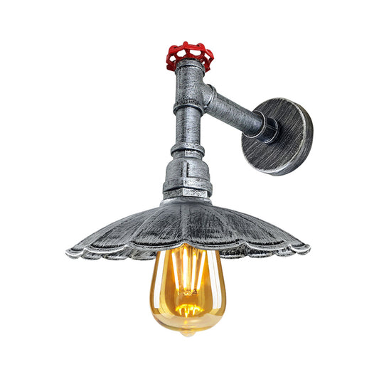 Brushed Silver Umbrella Steampunk Water Pipe Wall Light