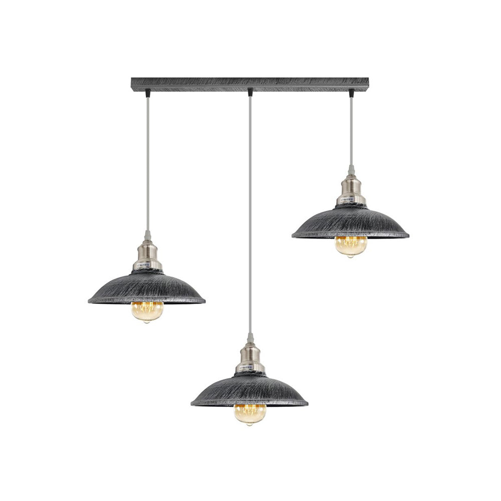 Brushed Silver Vintage Industrial 3 Light Pendant