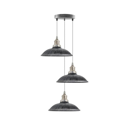 Brushed Silver Vintage Industrial Triple Pendant Light