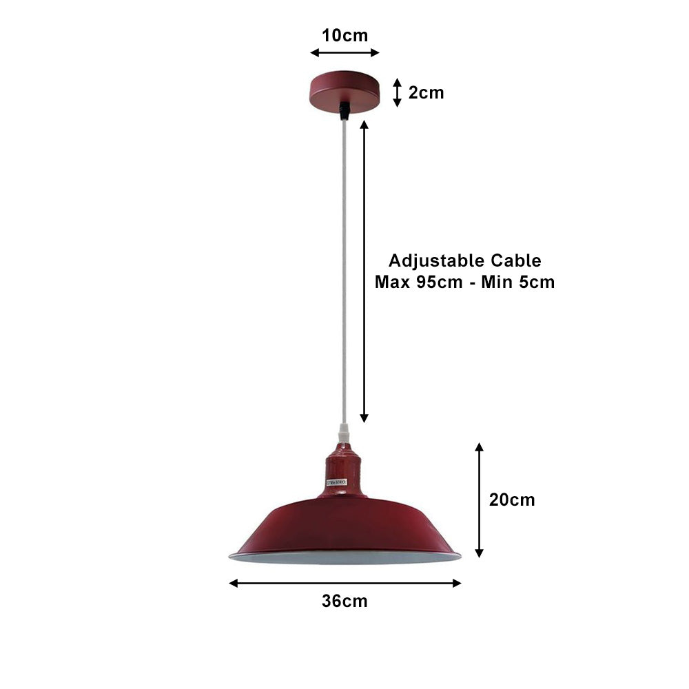 Burgundy Bowl Industrial Retro Pendant Light