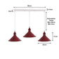 Burgundy Cone Industrial Style 3 Light Pendant