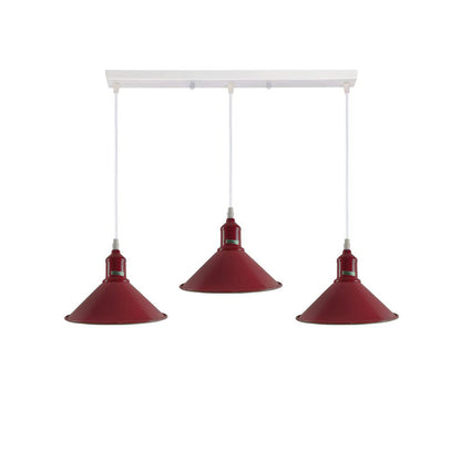 Burgundy Cone Industrial Style 3 Light Pendant