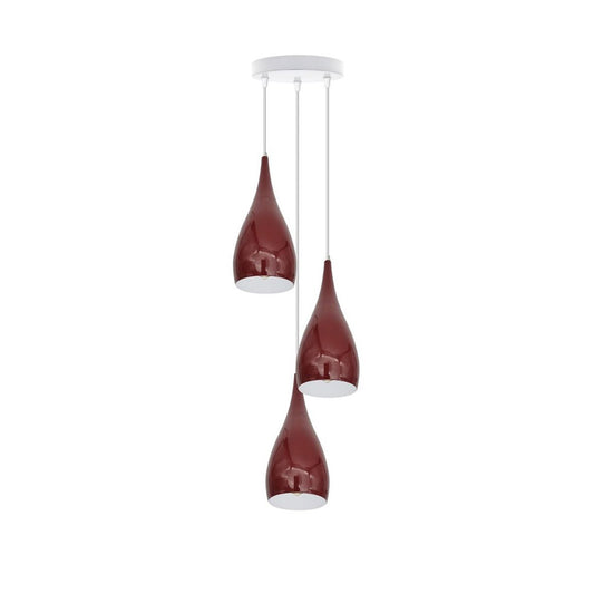 Burgundy Triple Teardrop Pendant Light - With Bulbs