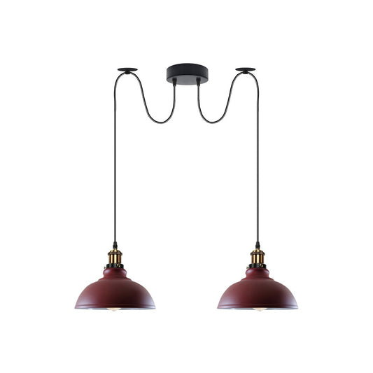 Burgundy Vintage Spider 2 Pendant Ceiling Light - With Bulbs