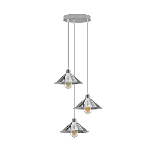 Chrome Triple Pendant Light - With Bulbs