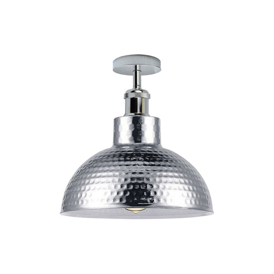 Chrome Dome Vintage Style Flush Ceiling Light - With Bulb