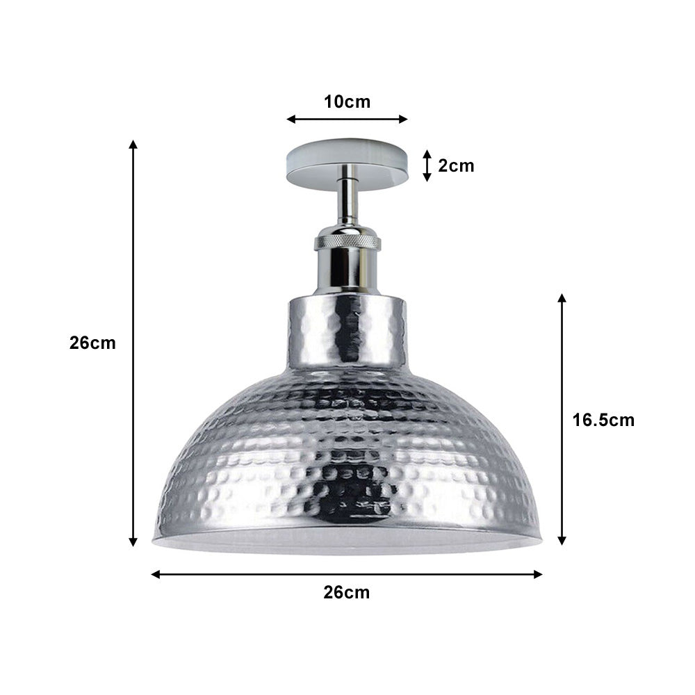 Chrome Dome Vintage Style Flush Ceiling Light - Without Bulb