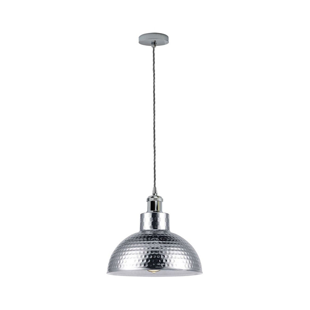 Chrome Dome Vintage Style Pendant Light - With Bulb