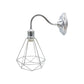 Chrome Vintage Cage Swan Neck Wall Light - Without Bulb