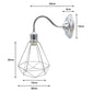 Chrome Vintage Cage Swan Neck Wall Light - Without Bulb