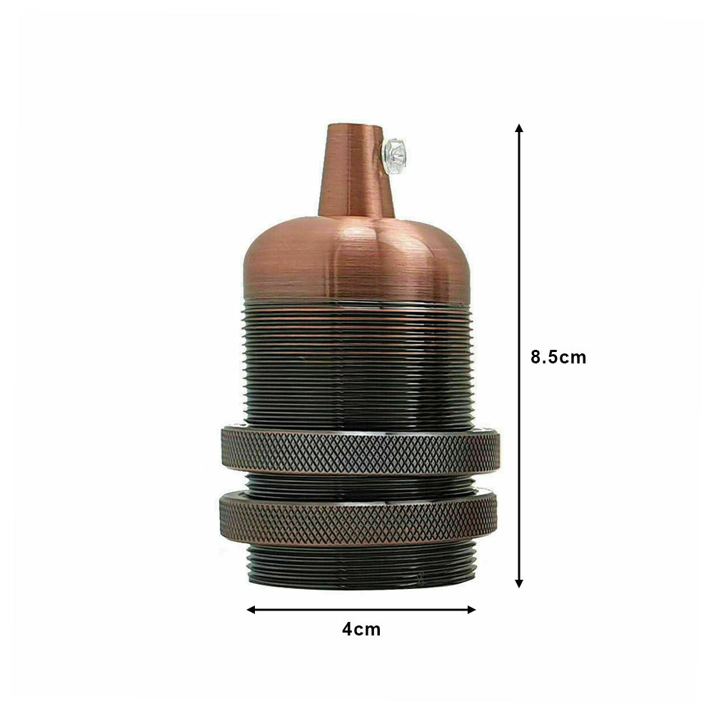 Copper E27 Industrial Smooth Metal Pendant Lamp Holder with Adjustable Ring - Bulb Holder for Shades