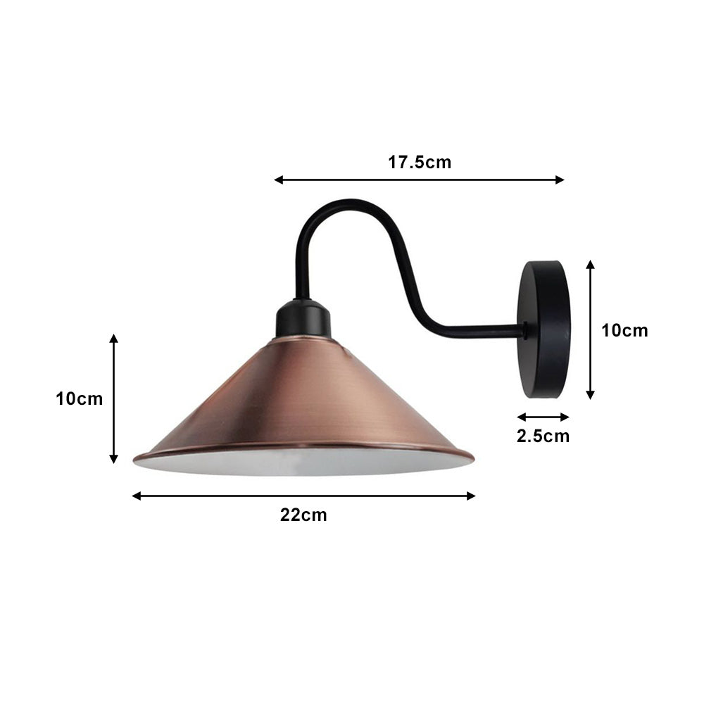 Copper Cone Retro Swan Neck Wall Light - Without Bulb