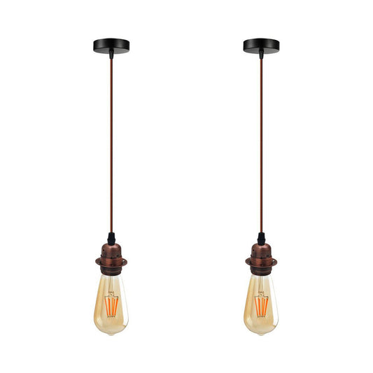 Copper Vintage Industrial Pendant Light Fitting - 2 Pack