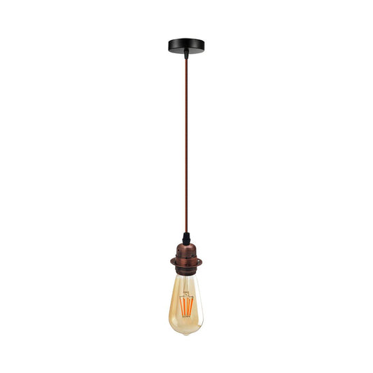 Copper Vintage Industrial Pendant Light Fitting - With Bulb