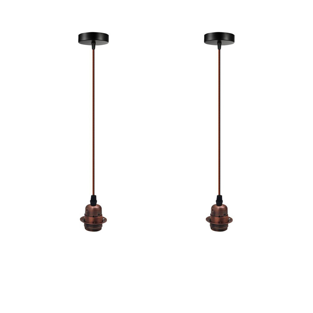 Copper Vintage Industrial Pendant Light Fitting - 2 Pack